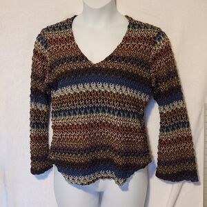 Vintage Venezia Jeans Women's 18/20 90's Y2K Textured Knit Top Flare Sleeve